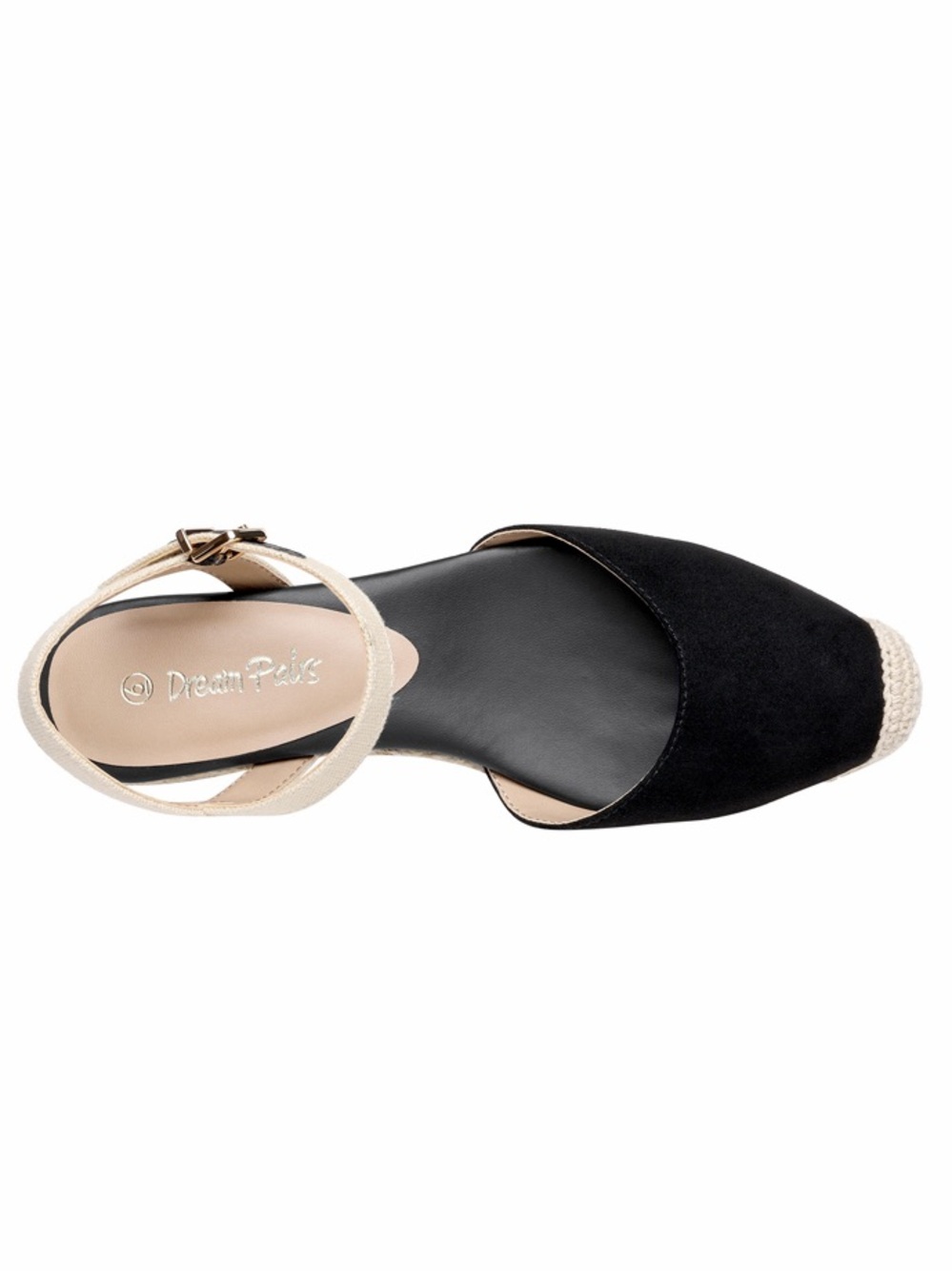 Dream Pairs Espadrille Wedge Sandal in Black and Cream - Picture 7 of 15
